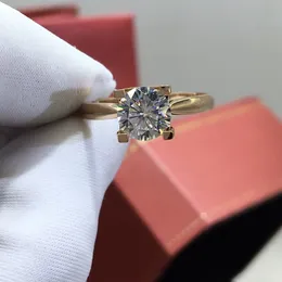 18k Rose Gold Placed 2 Diamond Test oltre D Color Head Engagement Ring per donne Classic Gemstone Gioielli240412