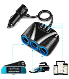 12V24V Universal Car 3 Sockets Splitter Сигарета Lighter Socket 3 Ports Adapter Power Charge Adapter для iPhone iPad DVR GPS5027059