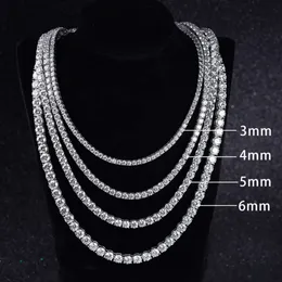 Sier Ced Out S Sterling Sier Hip Hop Gold Plating 3mm Moissanite Tennis Chain Halsband