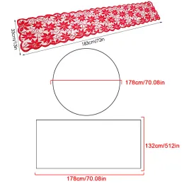 1PC Christmas Red Lace Red Mesa redonda Tabela de pano Rectangle Table Runner Floral Tloth Festa de Casamento Festive Home Decor