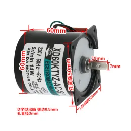 60KTYZ 14W AC Perimente Magneet Synchrone Motor 220V Gear Motor Miniatuur Lage Snelheid Grote Koppel Kleine Motor