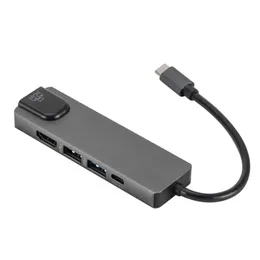 USB HUB 5 1 adaptör tipi C 4K USB C Hub-Gigabit Ethernet RJ45 LAN MacBook Pro Thunderbolt 3 USB-C Şarj Cihazı