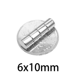 20pcs 6x10 mm Magnes stały NDFEB N35 Neodymu Cylindryczna lodówka magnesator magnetyczny Krąg Kirogi Ziemia Rzorczą 6 * 10 mm