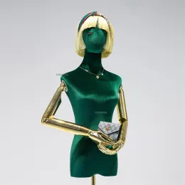Korea Velvet Female Mannequin Props Women's Color Clothing Models Window Doll Electroplating Arm Display Stand Justerbar rack