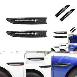 Novo padrão de fibra de carbono 2pcs ABS preto para Jaguar XF XE F-PACE Air Outlet lateral Fender Trip tampa Acessórios de adesivos