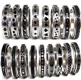 50pcs wielokrotnie mieszaj obrotowe pierścienie spinowe ze stali nierdzewnej mężczyźni Kobiety Pierścień Pierścień Cały obrotowy pierścienie palców z zespołem biżuterii 47774282