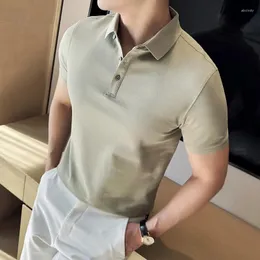 남성용 폴로 여름 얇은 스타일 폴로 셔츠 남자 짧은 소매면 땀을 흡수하는 캐주얼 라펠 티셔츠 비즈니스 소셜 티 탑 스트리트웨어