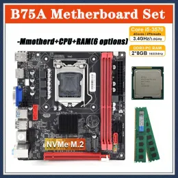 マザーボードB75A I5 3570プロセッサLGA 1155 PCマザーボードゲームキット2*8GB 16GB 1600MHz DDR3サポートNVME M.2