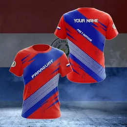 Emblema Paraguay Nome personalizzato T-shirt unisex sciolto Top a maniche corte oversize top estive magliette casual per adulti e bambino