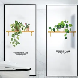 Оконные наклейки зеленый растение без клей.