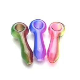 4,2 tum färgglad glasrör med 40 mm stor bollskål flerfärgad regnbåge färg tjock pyrex handrökning glasrör