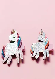 Мода милый блеск unicorn шпильки с твердыми войлочными волосами на животных принчались