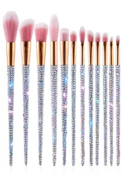 12st Custom Logo Bling Make Up Rhinestone Syntetic Diamond Glitter Spark Makeup Brush Set7396018