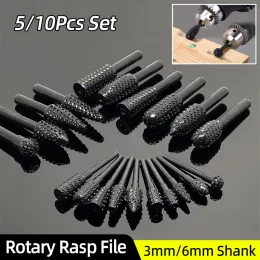 ملف Rotary Rasp 1/4 "Round Shank Woodworking Milling Cutter Burr Drill Stet Wood Drilling Carving Deburring Grooving Tools