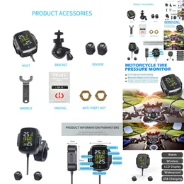 Ny 2024 Hennes bilelektronik Motorcykel TPMS -däcktrycksövervakningssystem Däck Temperaturlarm System med 2 externa sensorer QC 3.0 USB -laddare Power