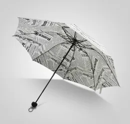 Creative Retro Newspaper Sunny Umbrella Dual Use Trifold Fold Men Women Student Fashion Personality Gift Umbrella Whole4737284