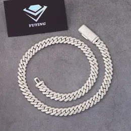 12mm bred 2Rows Ice Out VVS Mossanite Cuban Chain S925 Solid Silver Gold Plated Cuban Link Chain Hip Hop Necklace