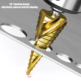 4-12/4-20/4-32mm HSS Spiral Groove Step Drill Bit Titaniumbelagd borrning Power Tools Metal Wood Hole Cutter Cone Borrbitar