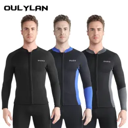 Suits Oulylan 1.5mm Neoprene Wetsuit Men's Split Long Sleeve Surf Jacket Water Sport Warm Stretch Swimming Top Snorkeling Diving Top