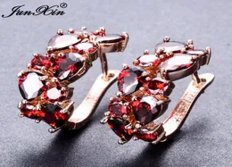 Junxin Luxury Female Big Hoop Earrings Rose Gold Lose Leed Red White Zircon Orrings Fashion Jewelry Wedding for Women4546230