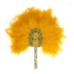 Party Decoration Wedding Fan Luxurious For Rhinestones Feather Bride Hand Held African Handmade