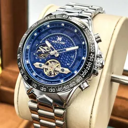 Armbandsur Aokulasic Men Mechanical Watch Fashion Luxury rostfritt stål sportvattentät automatiska klockor man lysande affärsklocka