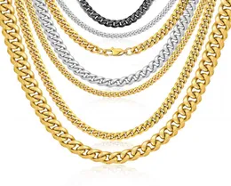 Fashion Wholale Women Men Necklace Jewelry Custom 16 Inch 10Mm Gold Plated Stainls Steel Cuban Link Chain Necklace1383923