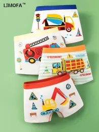 شورت LJMOFA 4PCS KIDS BOYS BOYSER BOXER Cartoon Cartoon Car Design Children's Shorts Cotton Soft Toddler Boxers Introdpants B303