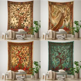 Flying Bird Tree of Life Tapestry Wand hängende böhmische abstrakte mysteriöse Hexerei Hippie Tapiz Wohnzimmer Wohnzimmerdekoration