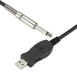 Новый 2024 USB -гитарный кабельный гитарный бас на ПК USB -записи USB USB до 6,5 -мм аудио -адаптер конвертер USB Гитарный кабель USB Гитарный кабель