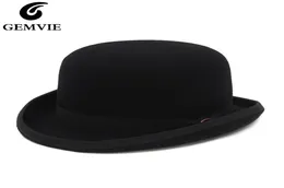 Gemvie 4 Colours 100 Wool Feel Derby Bowler Hat for Men Satin Wolned Fashion Party Formin Fedora Costume Magician Hat 2205078097466