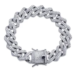 14mm 78910 Pinches Chain Chain Bracelet Micro Pave de zircão cúbico gelado jóias de hiphop para Male3381500