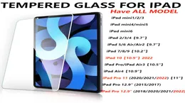 0,4 mm 9H Protettore per schermo in vetro temperato per iPad per iPad 10 9 8 7 6 5 4 3 2 1 iPad Mini Mini6 iPad Air 2 3 4 iPad Pro 12.9 2022 in OPP Bag9166392