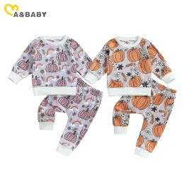 Spodnie Mababy 024m Halloween maluch nowonarodzony niemowlę dzieci Zestawy dziewcząt Dypin Floral Print Tshirt Stroje Kostiumów