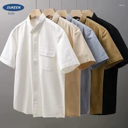 Camisas casuais masculinas de trabalho de mangas curtas de mangas curtas algodão puro de camisa branca solta moda