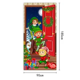 Nightmare Antes do Natal Decorações ao ar livre Adeços de Natal Capas de porta de Natal Banner de cenário de Santa Xmas para a porta da casa de festa