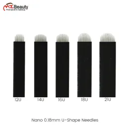 Malzemeler 0.18mm ushape nano mikrobladlı iğneler flexy aguja 12u 14u 16u 18u 21u Kalıcı Makyaj Kaş Tebori Agulhas Dövme Malzemeleri