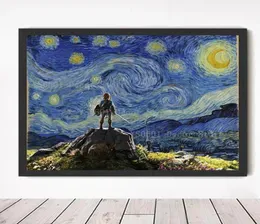 Canvas Pintura a lenda do zelda Poster van Gogh Starry Night Pictures Japane de Anime Game Wall Art Room Decor Home DECO4014245