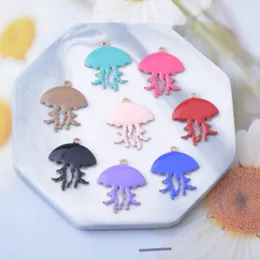 20pcs Enamelled Marine Organism Charms Copper Two-sided Enamel Jellyfish Pendant Nickel free and Lead Free