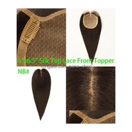 Salon Weft Toppers hstonir toupee 자연 헤어 가발 100% 여자 인간 토퍼 헤어 피스 실크베이스 레이스 전면 유럽 레미 드롭 델 dhmv9