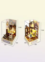 Kids Wooden Miniature Dollhouses Kit Toys de presente de boneca de box de casa de mobiliário de caixas