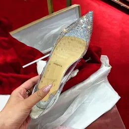Casual Shoes Spring Flat Woman PVC Transparent Pumps Shallow Lighter Crystal Diamond Pointed Hidden Heel Wedding