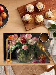 Foglie di fiore olio dipinto di pittura tavolino per vacanza tavolo da pranzo decorazione decorazione per feste di nozze tovagliolo tovagliolo