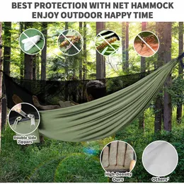 Hammocks with Mosquito Net Tent and Rain Fly Tarp, Portable Single Indoor Outdoor Backpacking Survival Travel