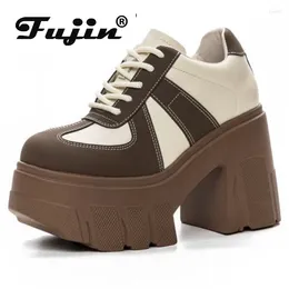 Dress Shoes Fujin 11cm Women Luxury Microfiber Platform Wedge Pumps Comfy Ankle Booties Genuine Leather Spring Autumn Boots