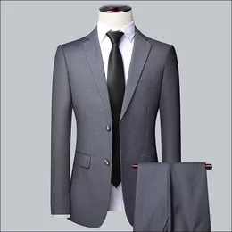 Высококачественные брюки с твердым цветом Mens Fashion Wedding Красивая бизнес -набор для двухместных костюмов M6XL 240412