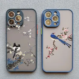 Caixa de telefone Flower Birds para iPhone 15 11 14 Pro Max 13 12 Pro Max Mini 15 14 7 8 mais SE2 xs xr x aquarela Floral Torneira traseira