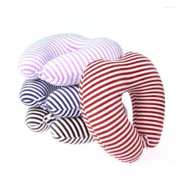 Kudde U Shape Neck Love Heart Stripe Transfer Printing Travel Kuddar Massager med knappminne Kissen Foam Body