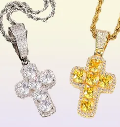 Mens Hip Hop Cross Necklace Fashion Bling Iced Out Pendant Jewelry Gold Slver kedjor Diamond Pece Statement Women Men9413095