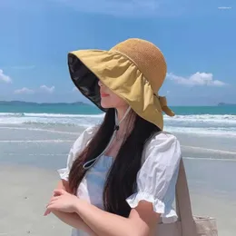 Boinas do chapéu resistente a UV respiráveis de palha respirável Proteção solar elegante para ampla abordagem anti-Unhat com viagem fixa
